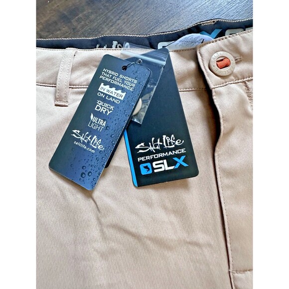 Salt Life Men's Hybrid SLX-QD Performance 10" Cargo Shorts Taupe Beige 30 - Picture 6 of 10